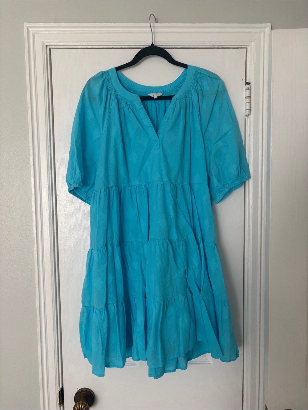crown & ivy Turquoise Tiered Babydoll Dress